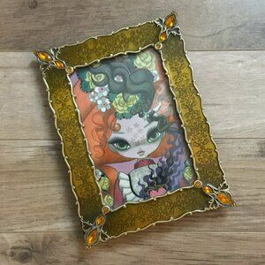 Y2K Metal, Gem and Enamel Photo Desk Frame With Junko Mizuno Promo Card